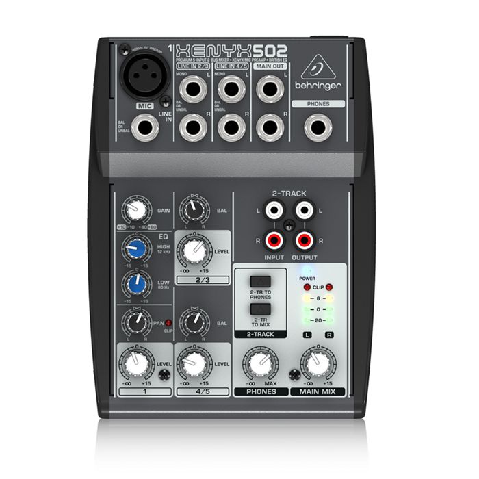 FMUSER Behringer Xenyx Q502USB Mixer Premium 5-Input, 2-Bus Analog Mixer with British2-Band EQ, USB Audio Interface, Mic Preamp, 2 Stereo Channels and CD/Tape I/O